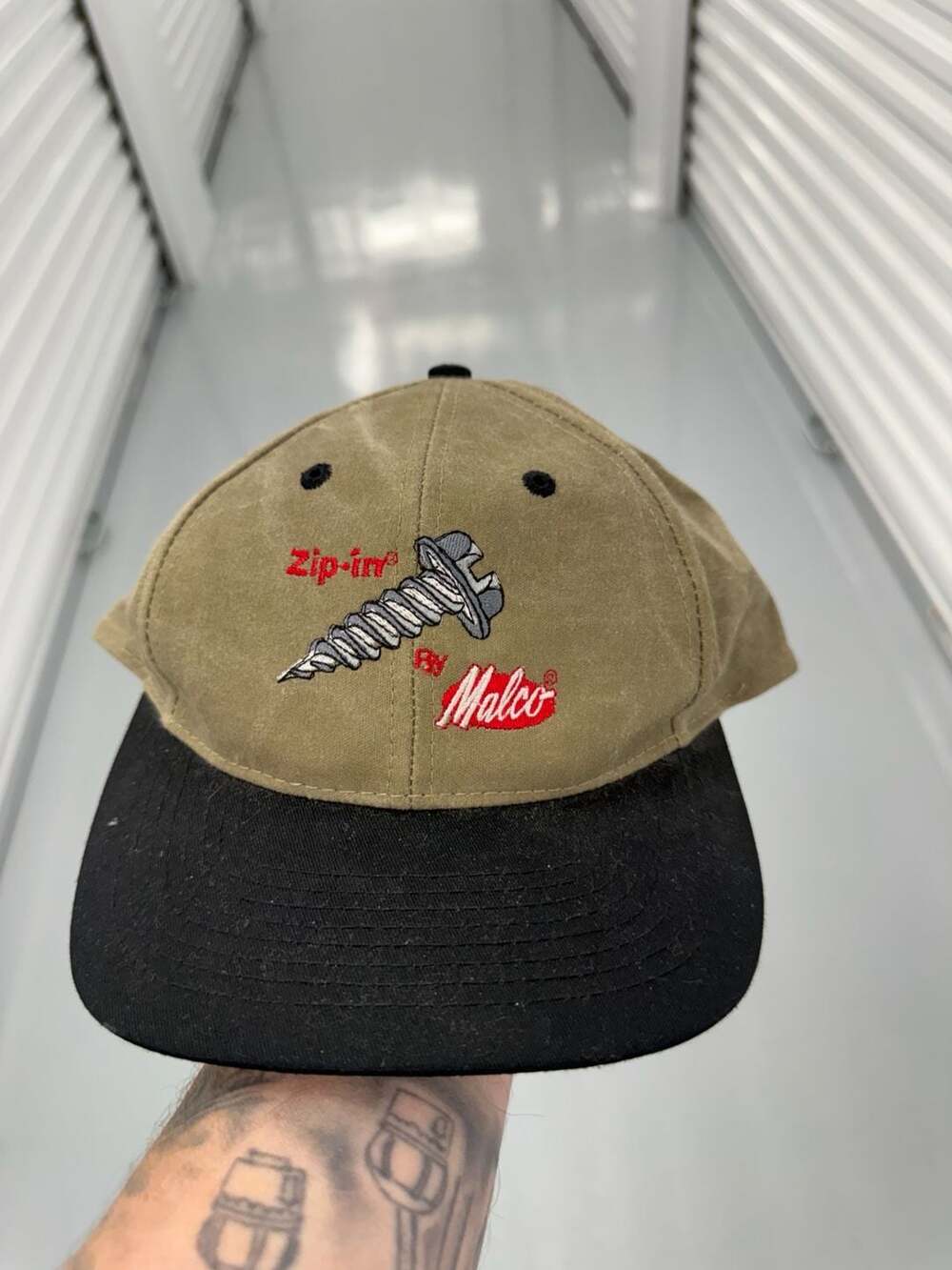 Vintage Zip-In by Malco Snapback Hat Tan and Black Trucker Cap